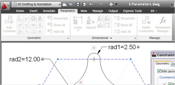AutoCAD: Parametrisches Skizzieren