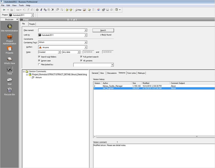 Autodesk Buzzsaw: Advanced Search