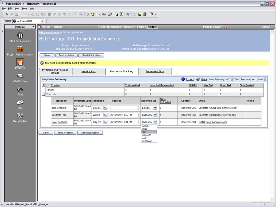 Autodesk Buzzsaw: Bid Manager