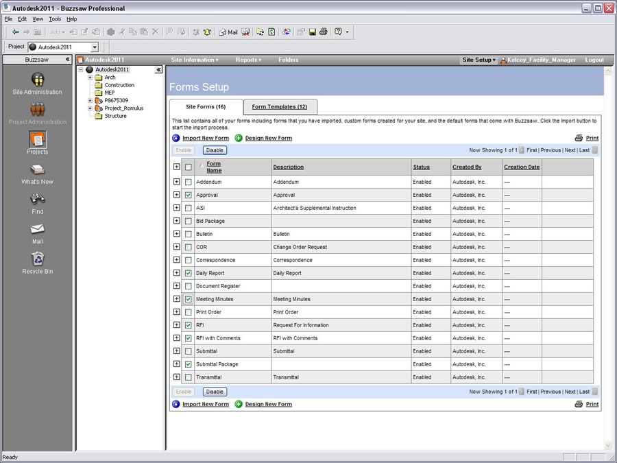 Autodesk Buzzsaw: Construction Forms