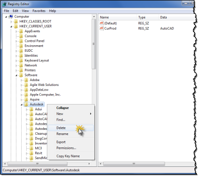 Deleting a subkey in the Registry Editor