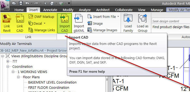 Autodesk Revit MEP: DWG/DWF/DXF/DGN Support