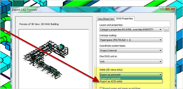 Autodesk Revit MEP: Import/Export to ACIS Solids