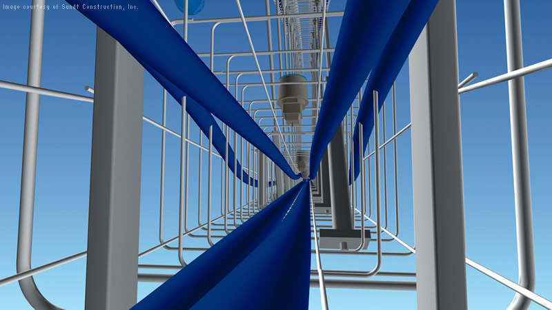 Network of post-tension tendons shown in 3D