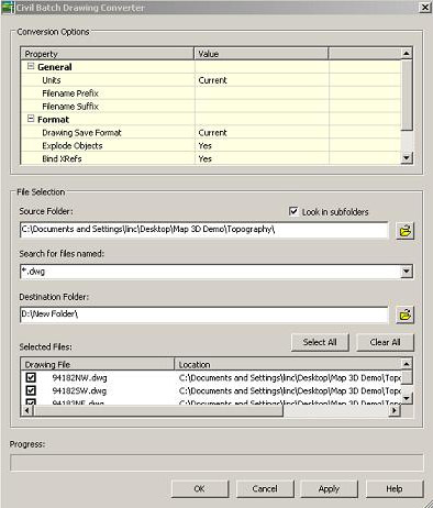 圖 AutoCAD Civil 3D 2008中Civil Batch Drawing Converter對話方塊 ...