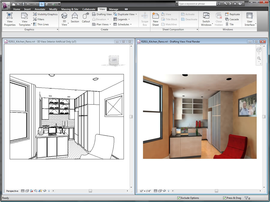Capture design ideas in a photorealistic state with Revit family products.