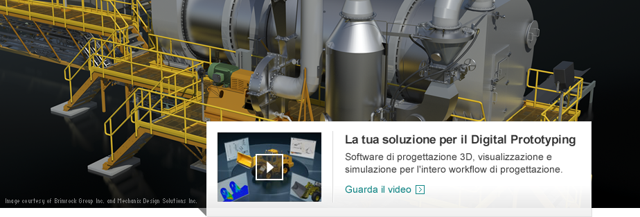 Rendering di un granulatore per zolfo realizzato con il software di progettazione 3D Autodesk